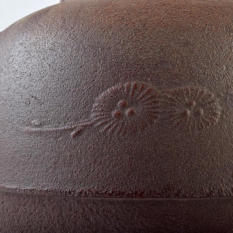 茶道具　人間国宝　釜師　高橋敬典作　唐松地紋　甑口窯　共布共箱　V　R8702B