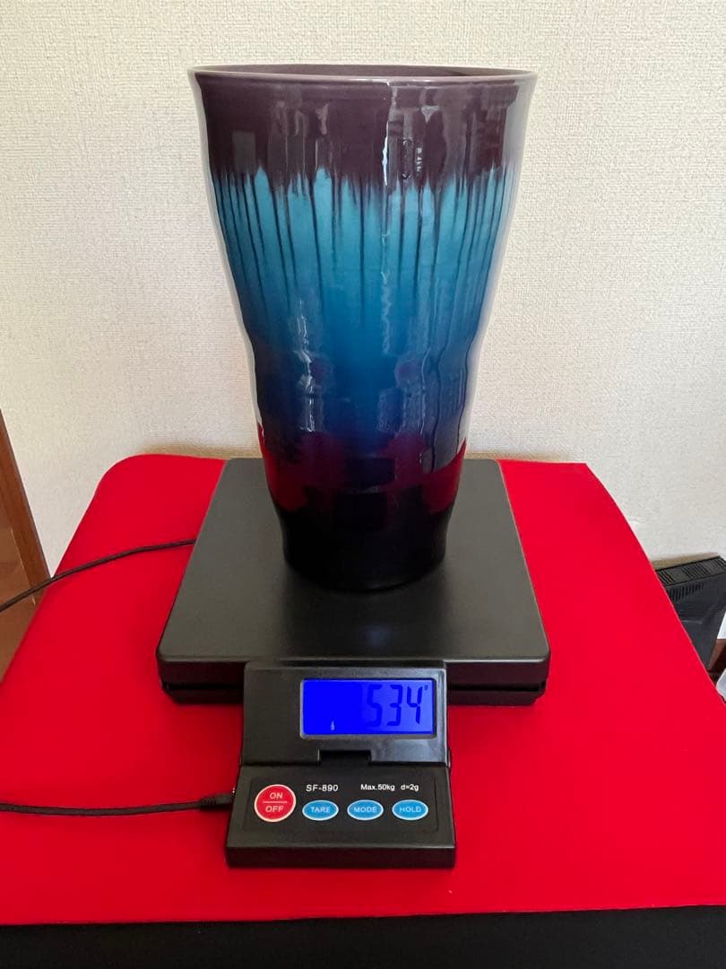 【特大】人間国宝 三代 徳田 八十吉 (正彦) 極上作 彩釉花器 共箱 T279