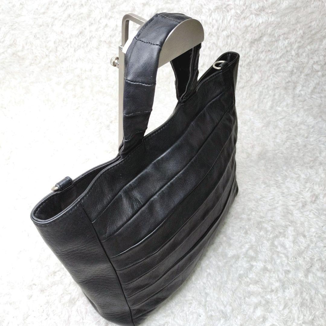 【希少】カワカワ　オールレザー　ブラック　ハンドバッグ　トートバッグ