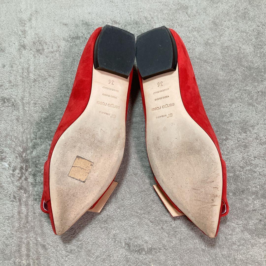 【美品】セルジオロッシ sr MILANO MIA フラットシューズ 36 赤