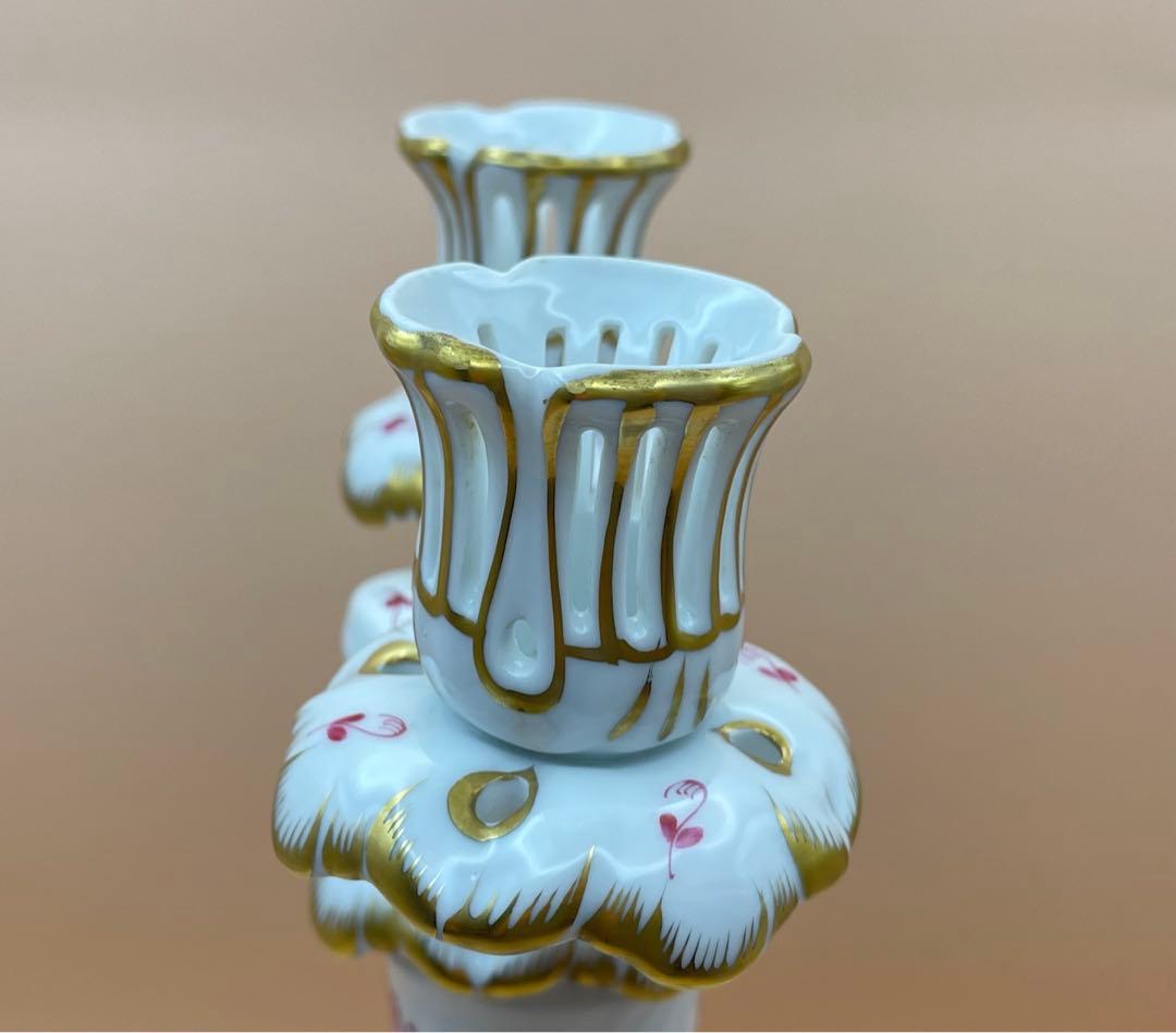 ヘレンドアポニーピンクのキャンドルホルダー