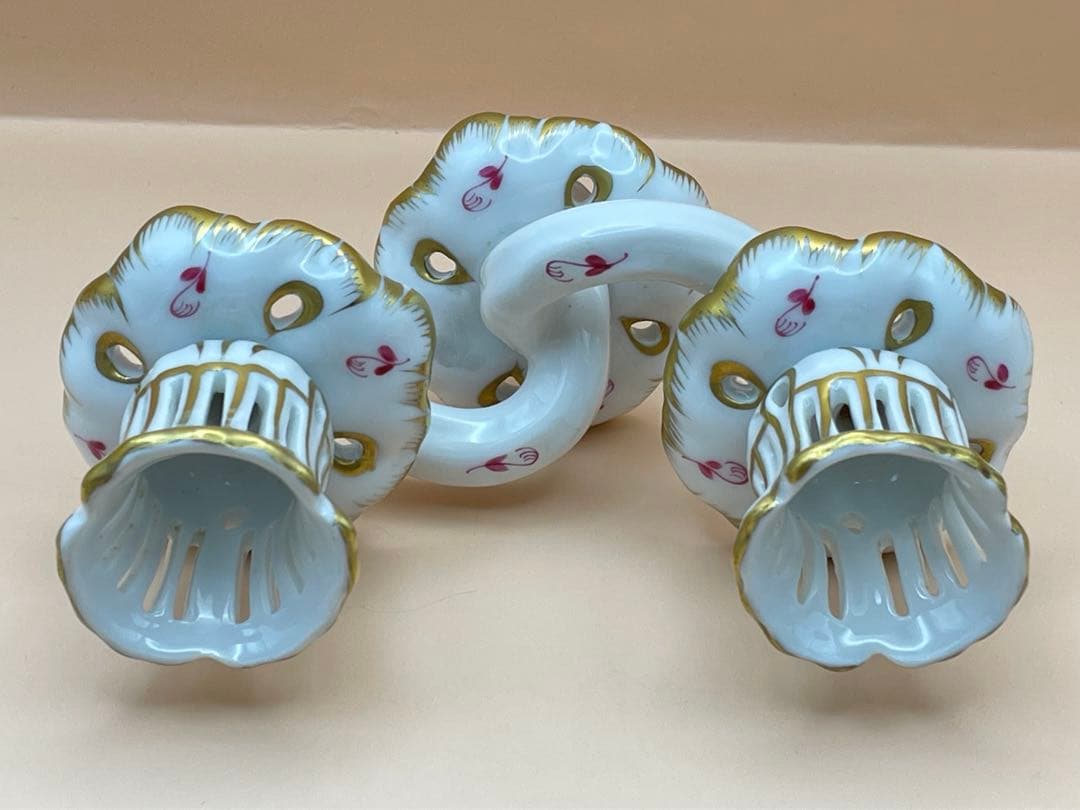 ヘレンドアポニーピンクのキャンドルホルダー