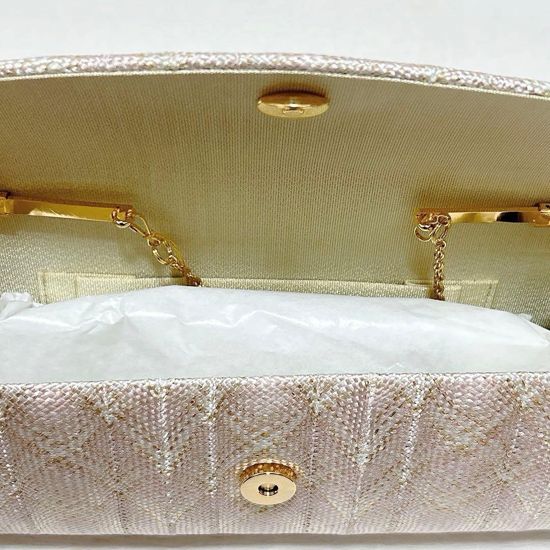 白梅謹製　和装バッグ　クラッチバッグ　フォーマル　組紐　絹　金糸　ピンク　未使用