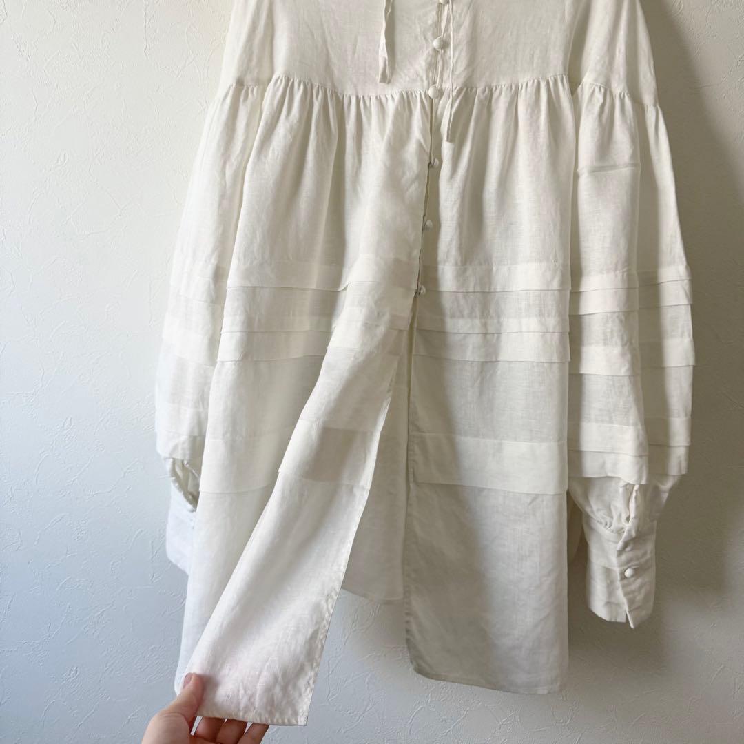 VERMEIL par iena リネン100ランダムタックフェミニンブラウス