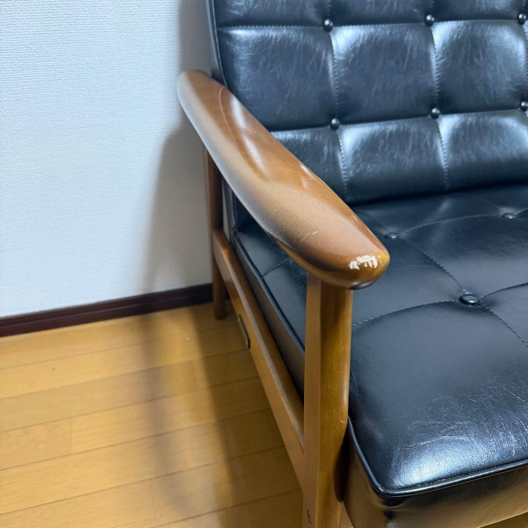 カリモク６０　Kチェア　２シーター　karimoku　レザー　ブラック　２人掛け