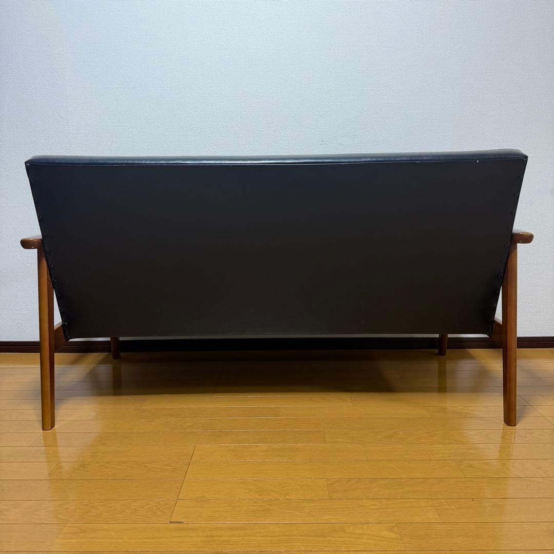 カリモク６０　Kチェア　２シーター　karimoku　レザー　ブラック　２人掛け