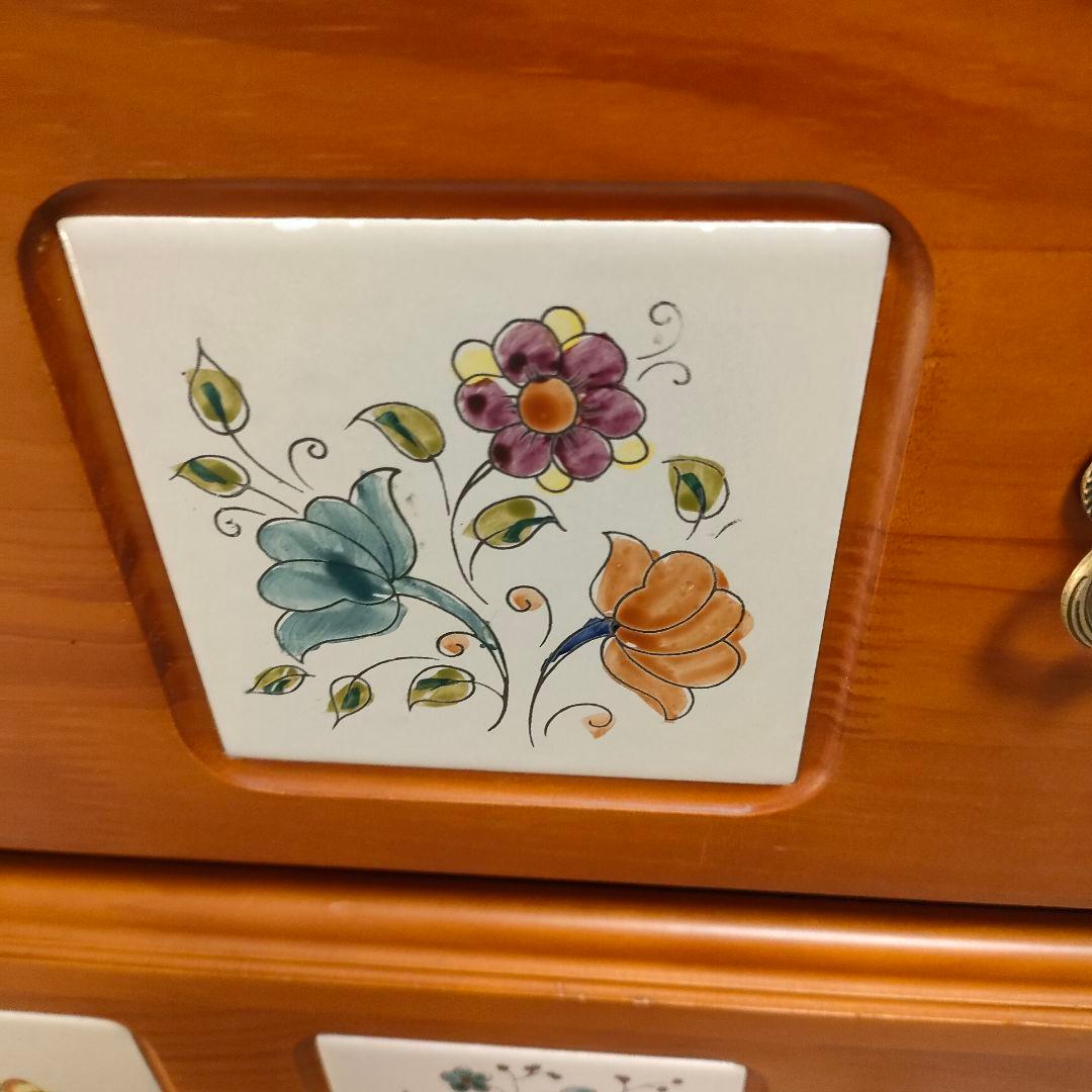 ヴィンテージ バレンシア スパニッシュタイル チェスト 北欧カントリー 収納