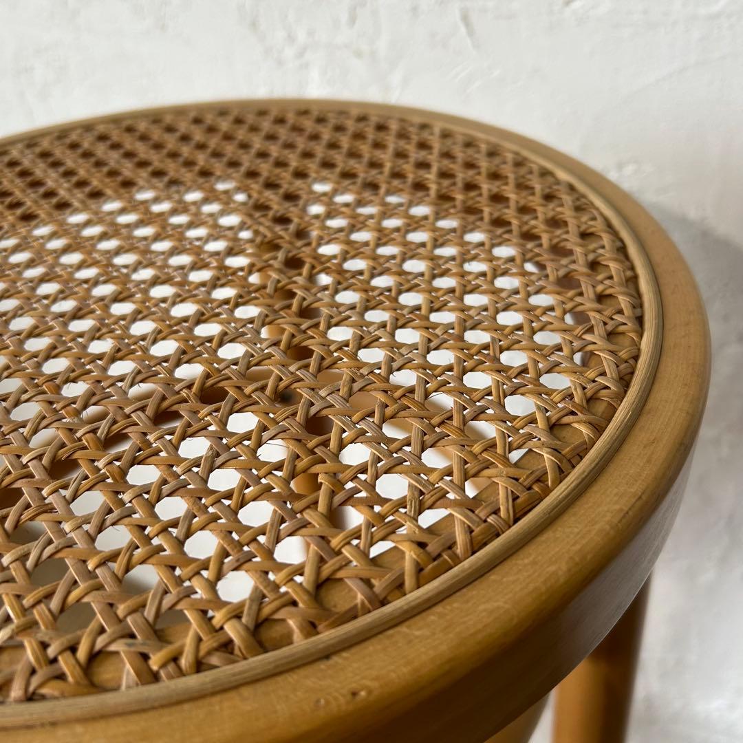 【再塗装・美品】秋田木工 スツール ラタン