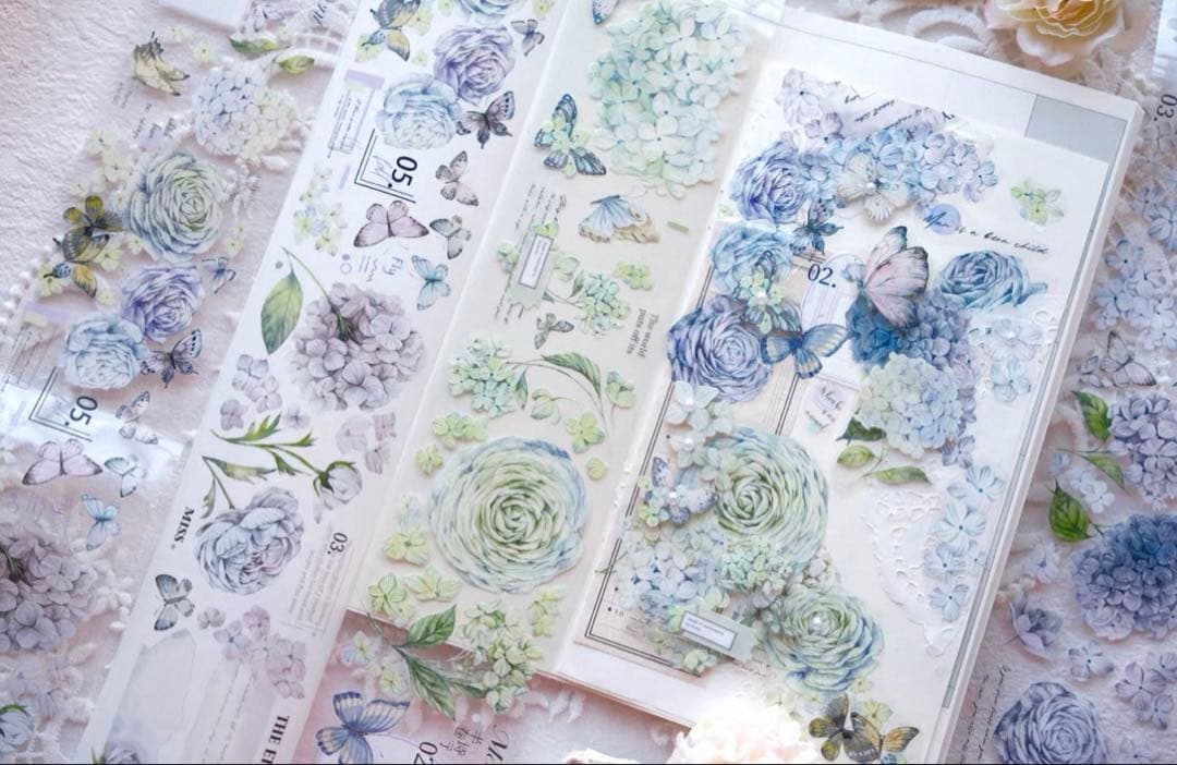 林野间《绣花信·蓝》海外マスキングテープ　マステ 【2466】