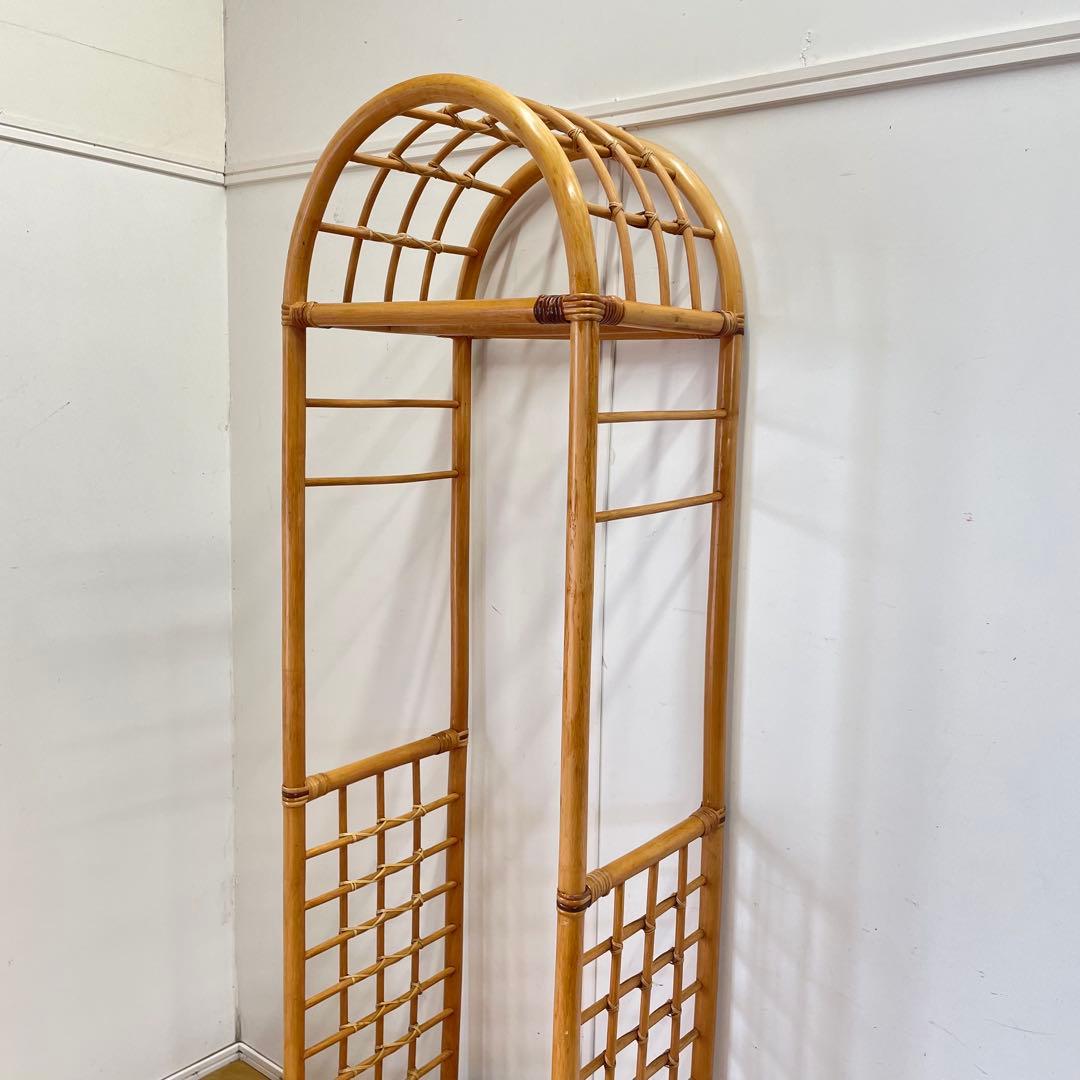 籐ラタン アーチ型 ハンガーラック コートハンガー 引き出し ビンテージ