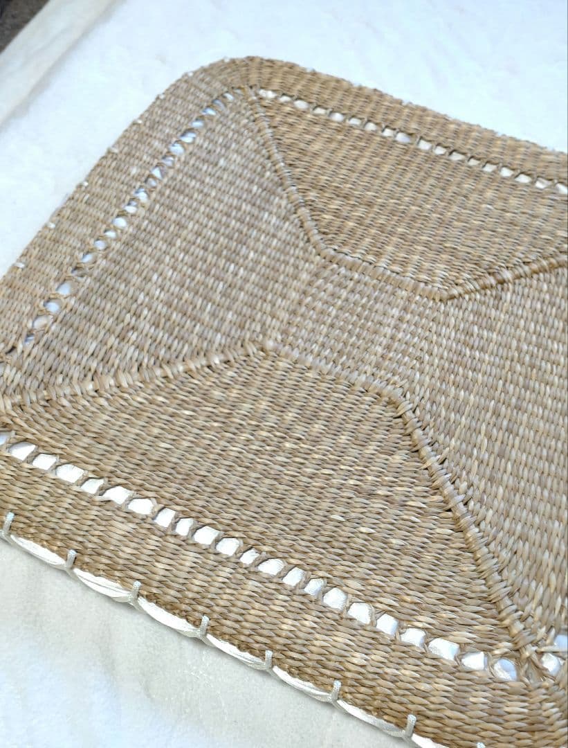 天然素材 座布団 い草？ クッション 3枚 昭和レトロ 古民家