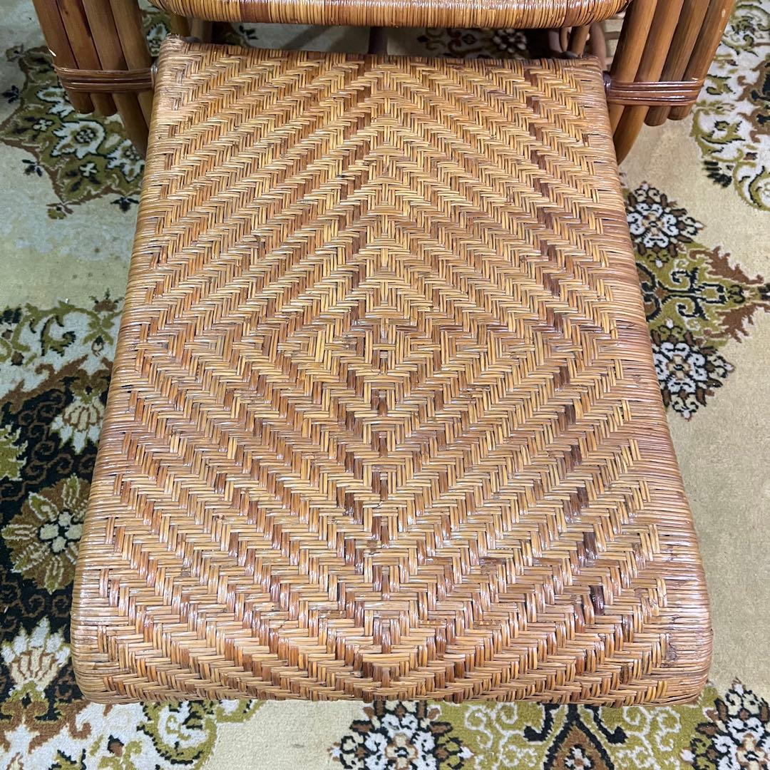 ꧁籐家具꧂ラタン リクライニングソファ 1人掛けソファ 昭和レトロ アジアン