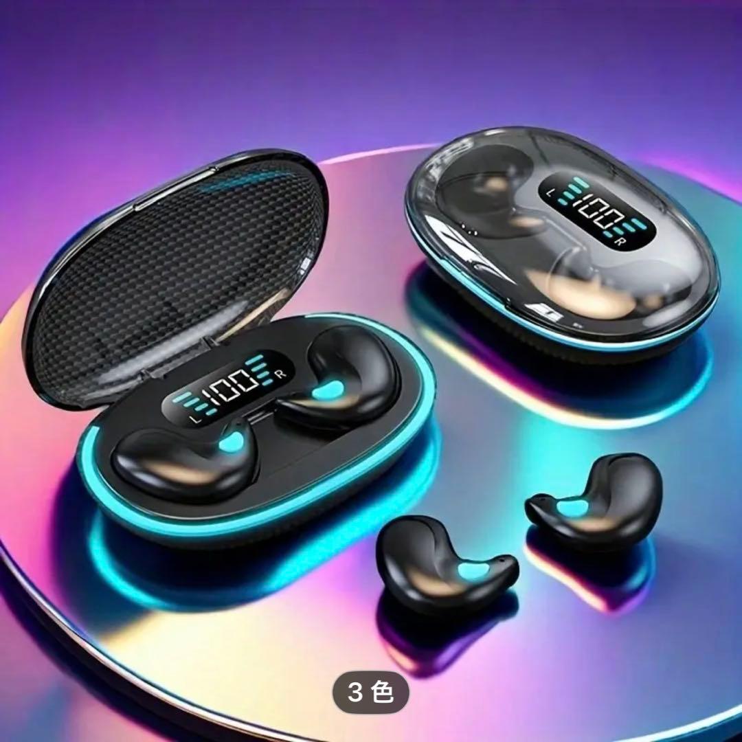 ワイヤレスイヤホン Bluetooth 5.3 残量表示 高音質 黒 新品