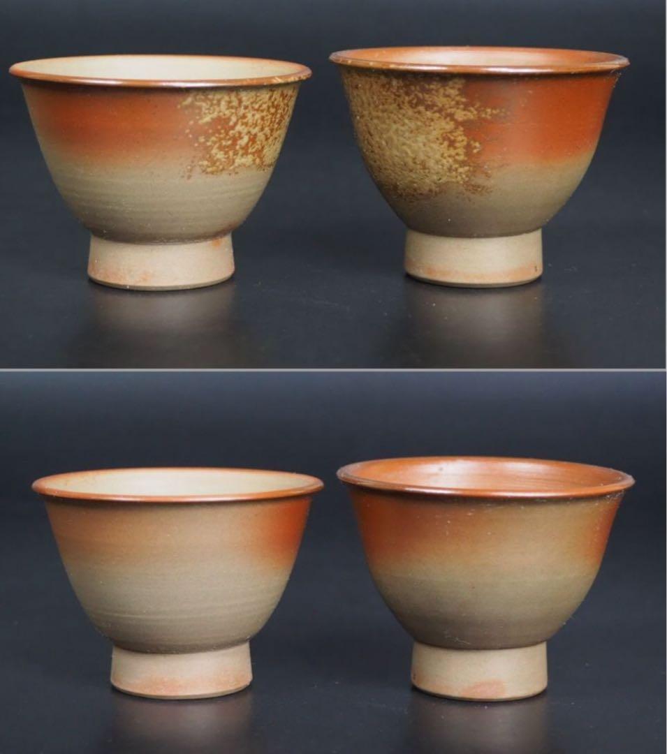 送料無料　陶峰造　備前焼煎茶碗5客　未使用　茶道具 検/楽山紫砂九谷備前萩焼常滑