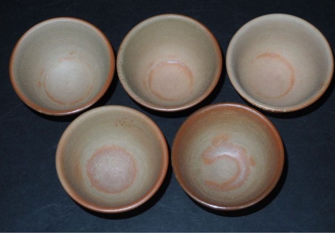 送料無料　陶峰造　備前焼煎茶碗5客　未使用　茶道具 検/楽山紫砂九谷備前萩焼常滑