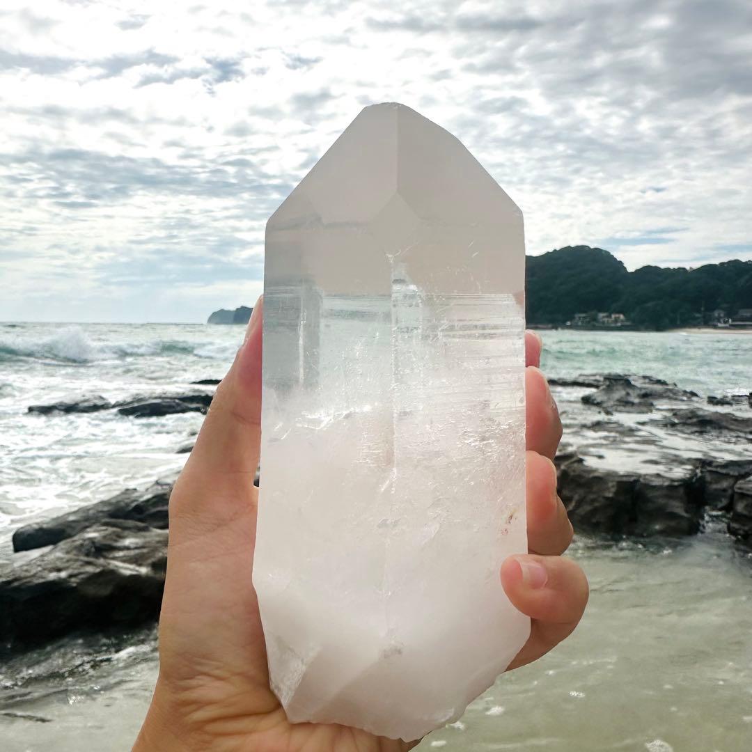 【水晶　ロック クリスタル】　バーコード入り　ビッグポイント　⑤