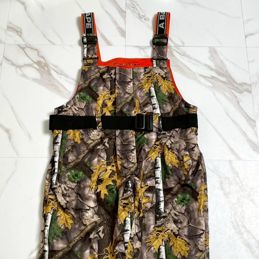未使用級　アベイシングエイプ　リアルツリー　オーバーオール　カモ柄　ベルト付　L