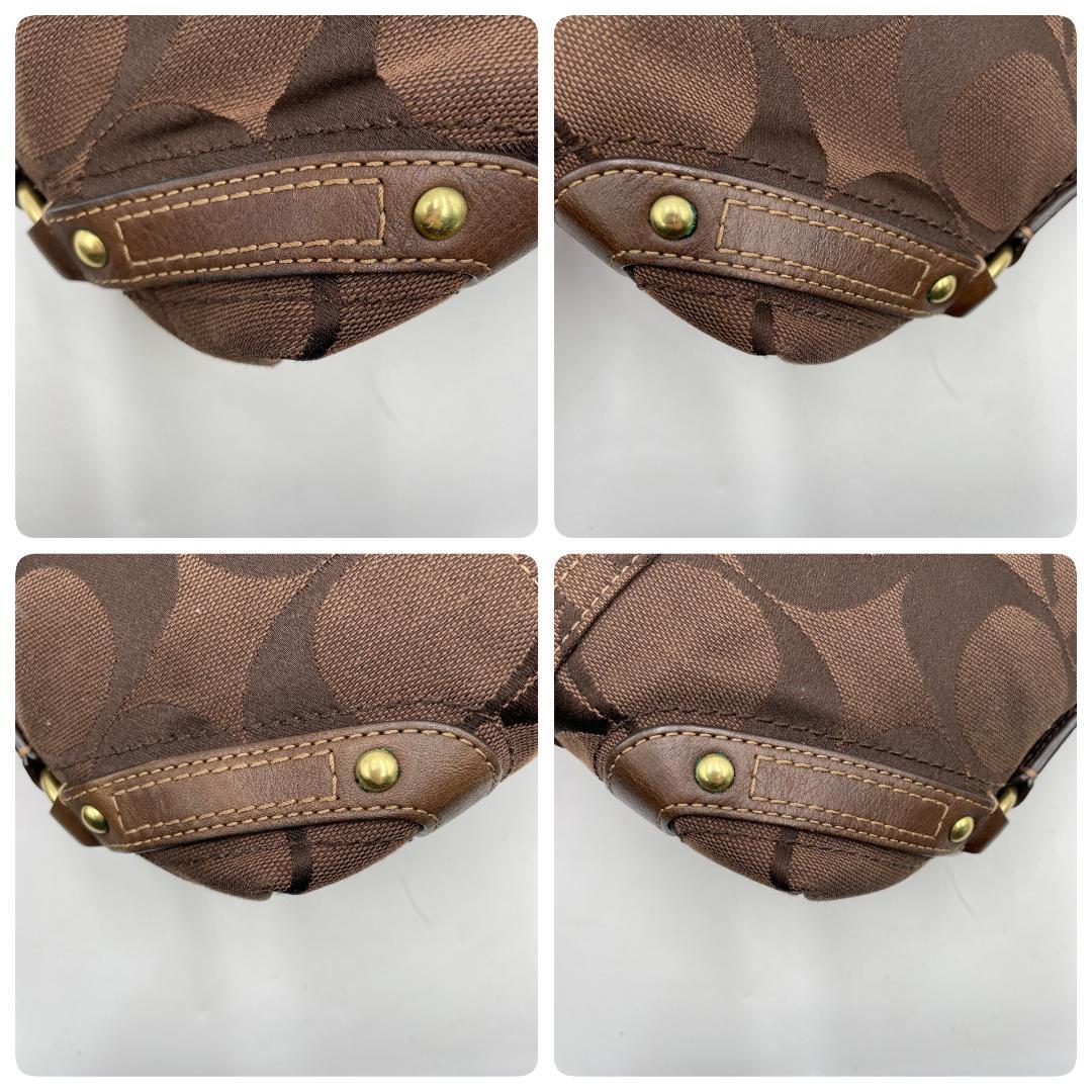 良品 COACH ショルダーバッグ キャンバス ブラウン シグネチャー