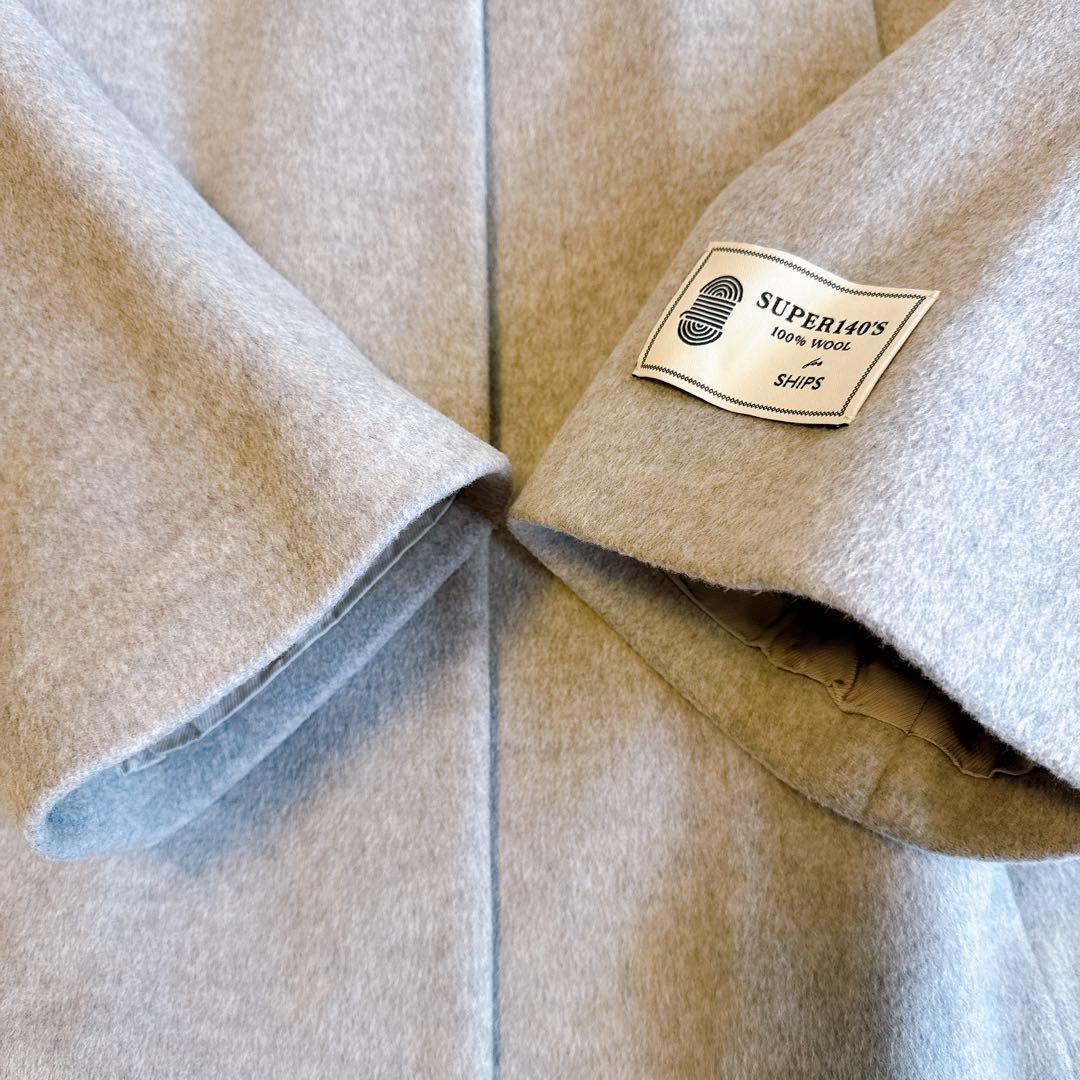SHIPSシップス SUPER140ノーカラーショートコート
