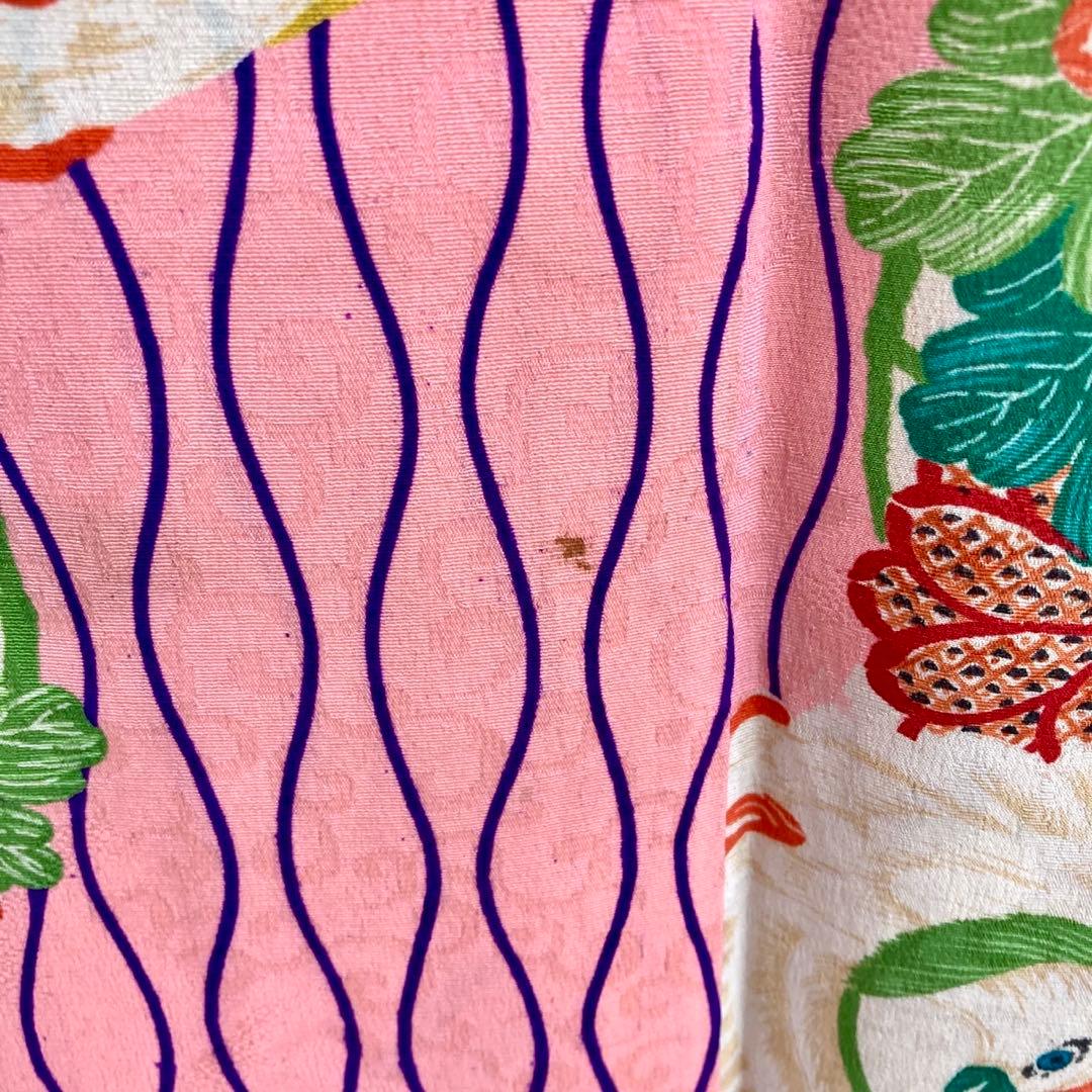 アンティーク ジュニア 着物 鳳凰 花丸文 アンティーク着物 NO66