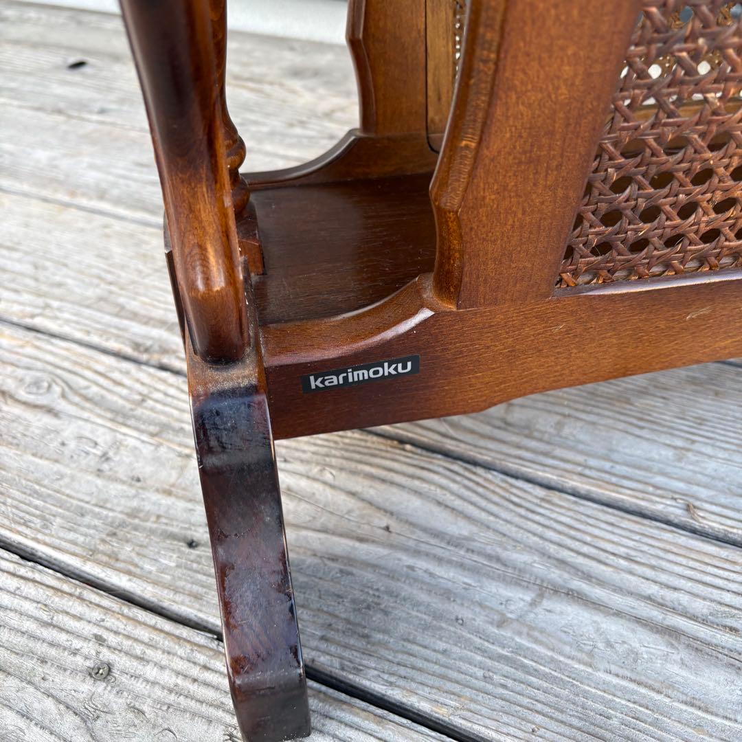 カリモク コロニアル マガジンラック付き サイドテーブル 木製 昭和レトロ古家具