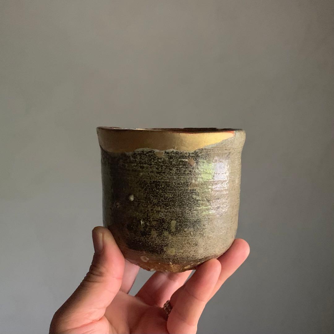 信楽 筒茶碗 古美術 古道具 アンティーク 信楽焼 直しあり
