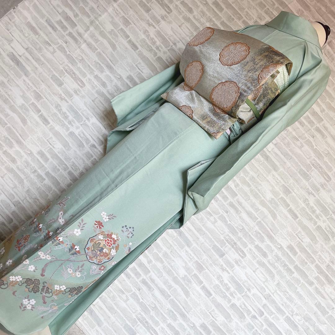 訪問着のみ　鏡裏紋　金彩加工　繊細な柄　入学式　卒業式　着物　Q4