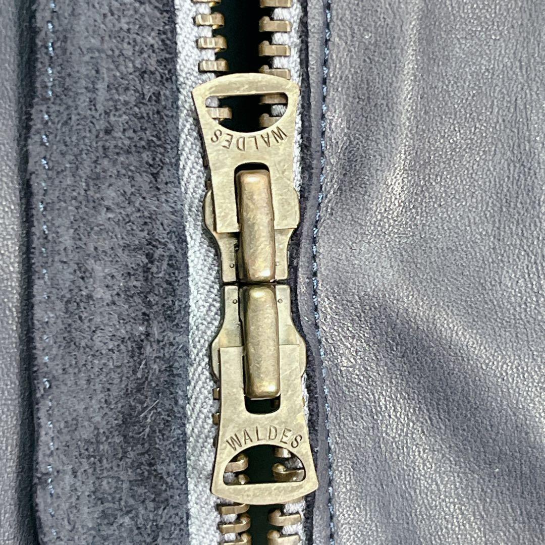 『sisii シシ』レザーライダースジャケット 牛革 洗濯可 ダブルジップ 紺青