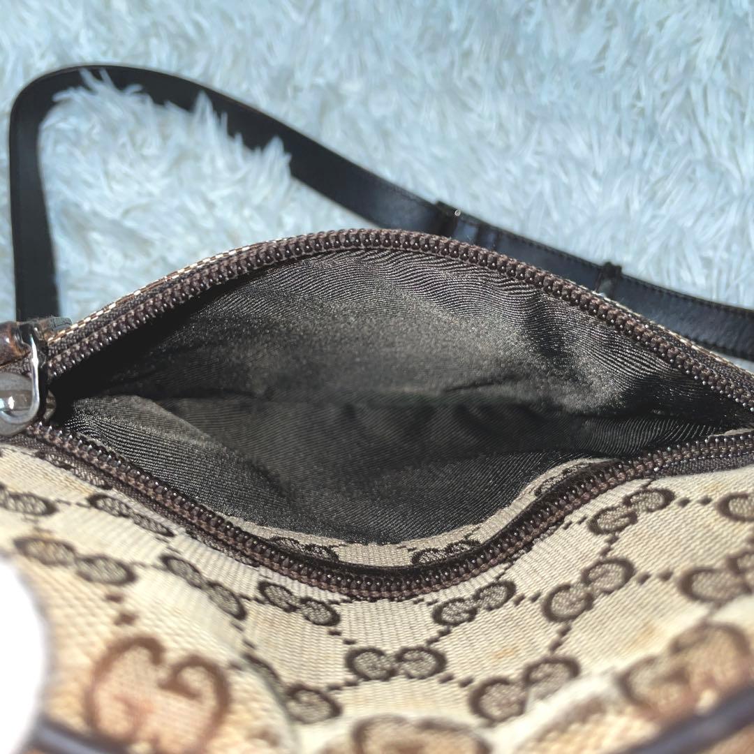 【良品】GUCCI グッチ　ショルダーバッグ　サコッシュ　キャンバス　ブラウン