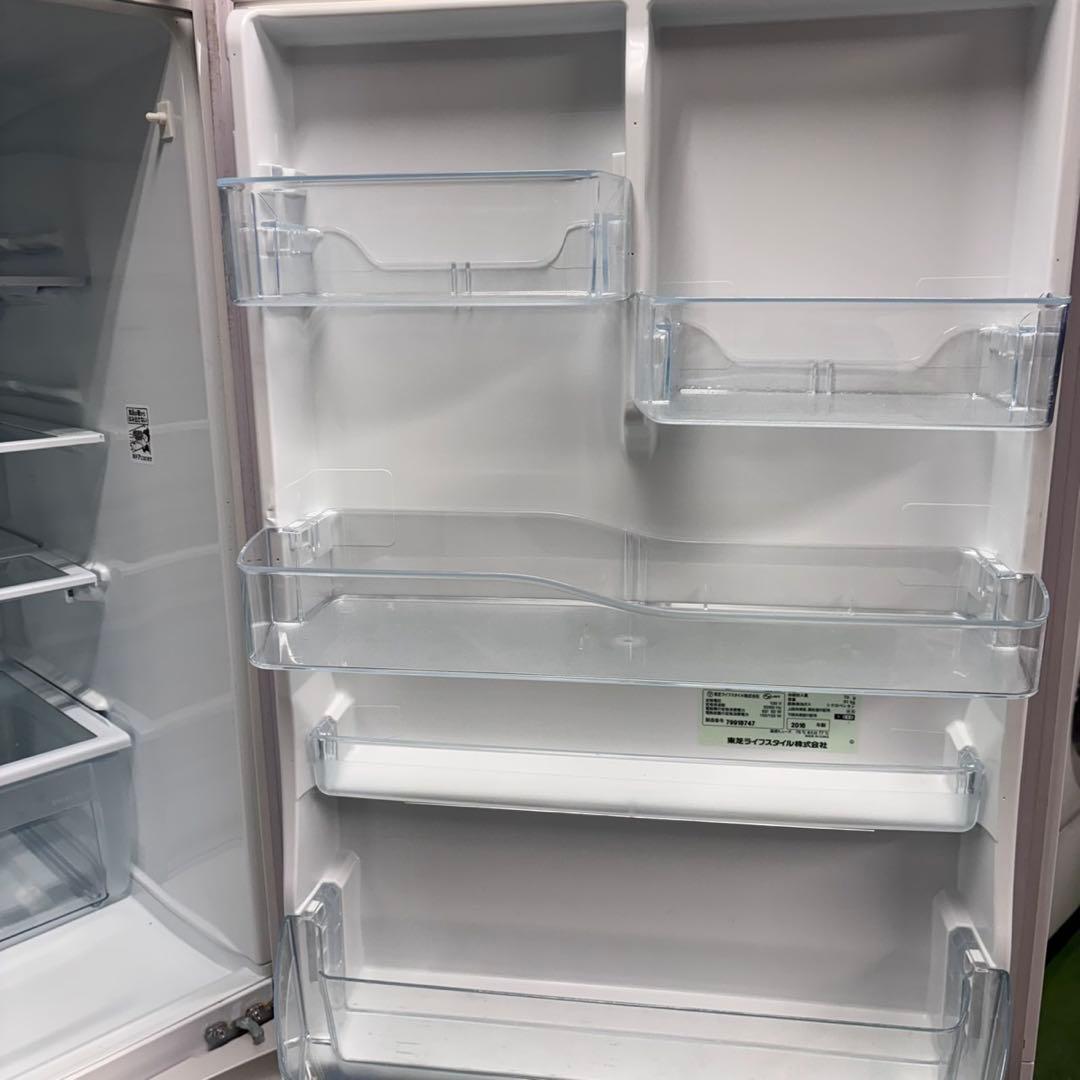670 東芝大型冷蔵庫　400L強　小型　右開き　ガラスパネル　5ドア　ホワイト