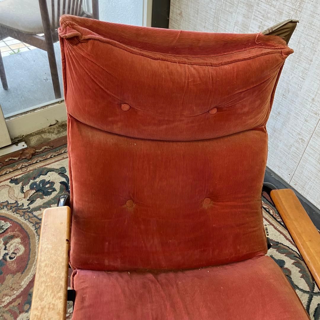 北欧レトロ フクキン ベロアリクライニングチェア アームチェア オットマン付き