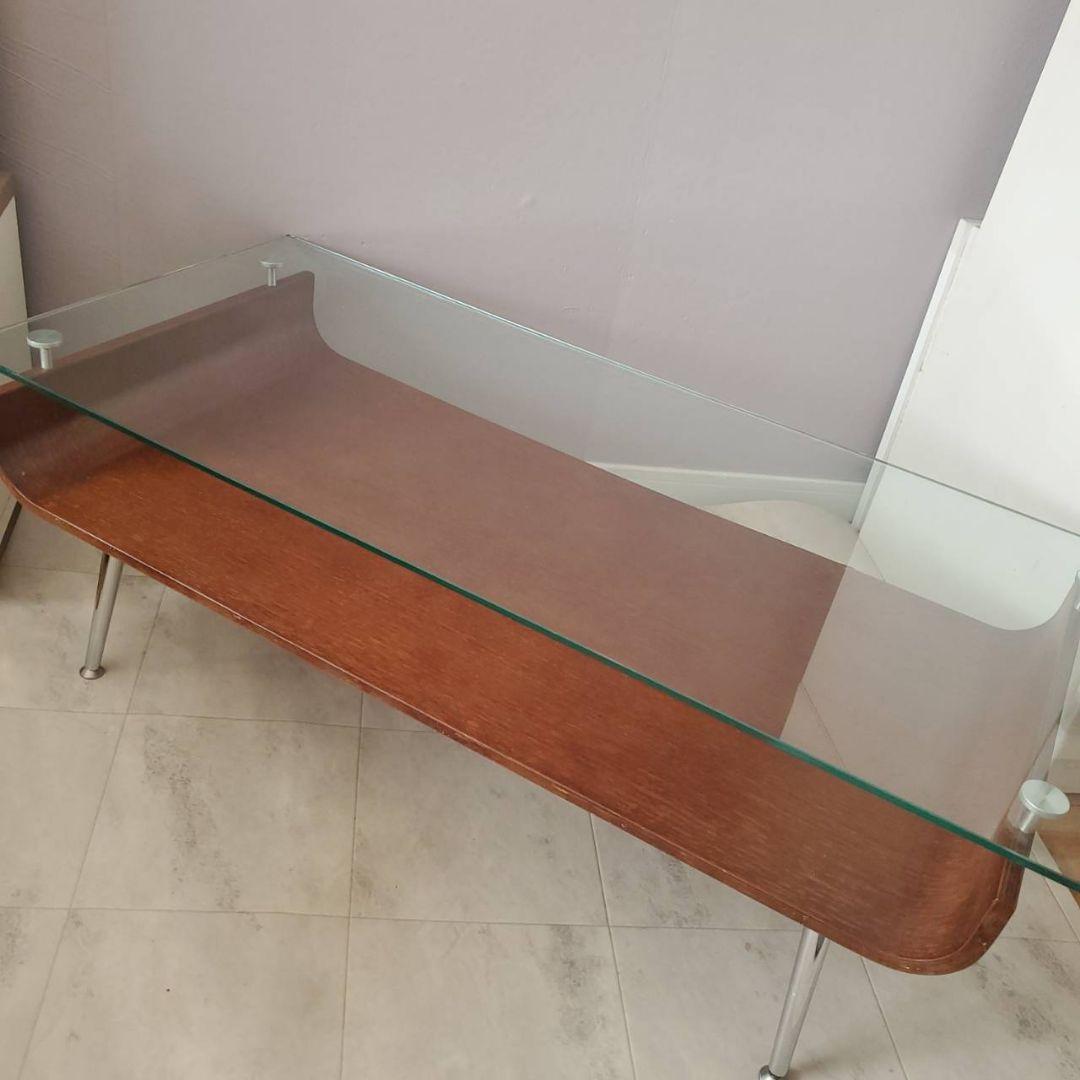 東谷 ミッドセンチュリー センターテーブル 曲げ木 ガラステーブル ブラウン