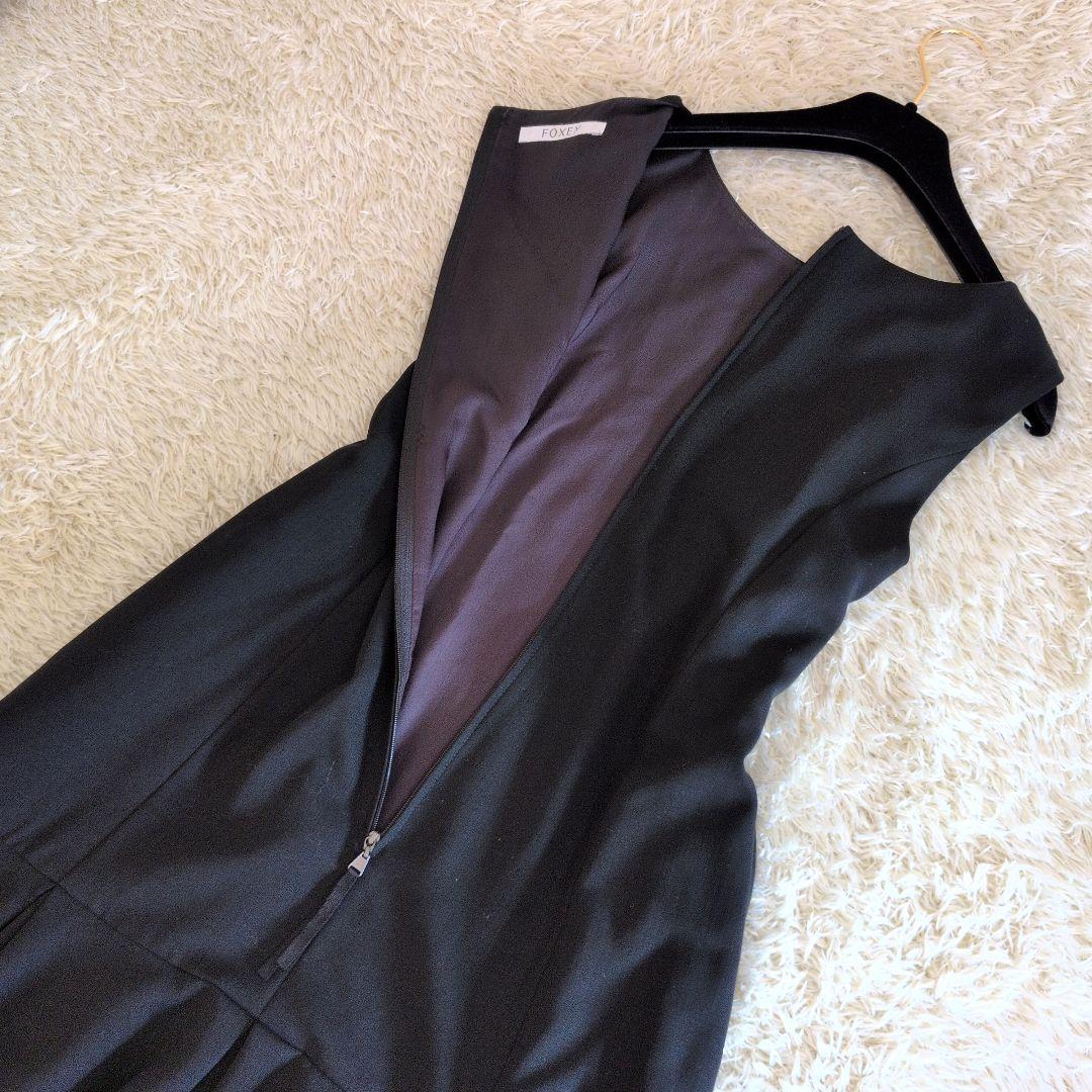 日本製★FOXEY　ワンピース　フリル　ブラック　38