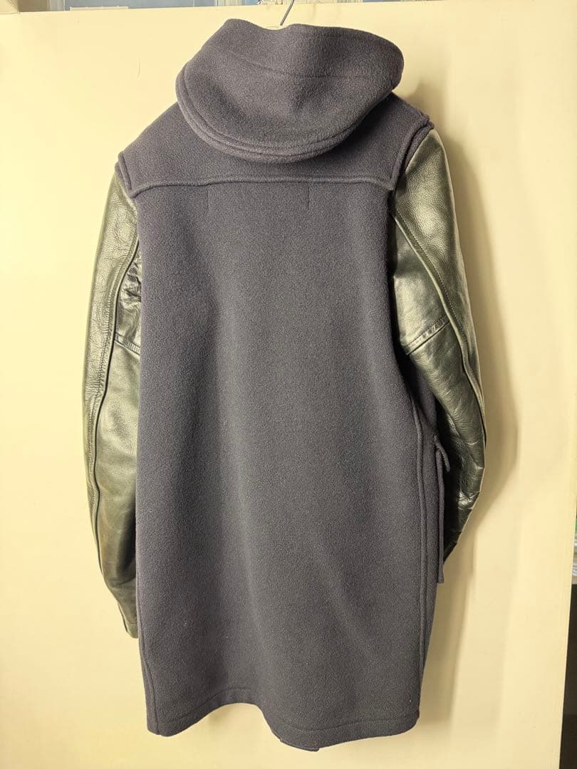 ジンヤワタナベマンx gloverall 袖レザーダッフルコート 紺　サイズM