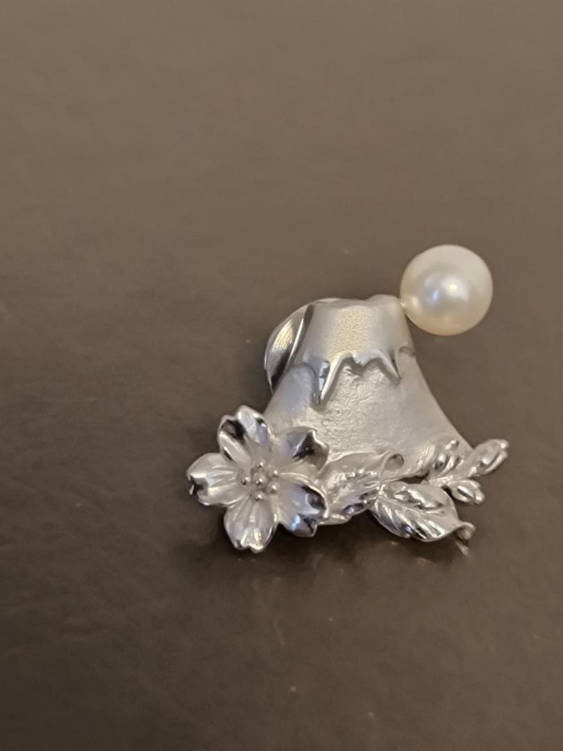 富士山 ブローチ ラペルピン 富士桜 ピンズ ピンバッチ シルバー silver
