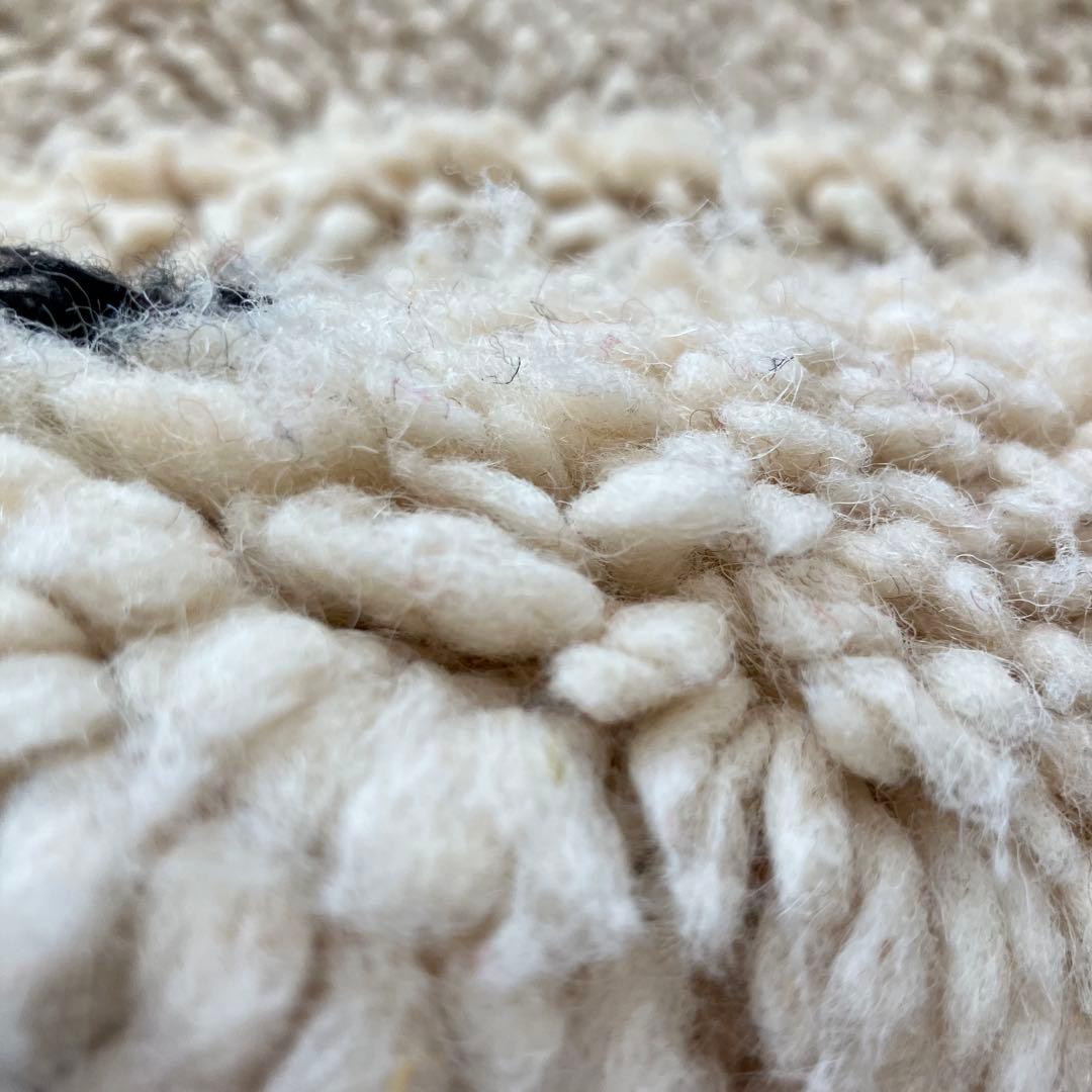 ドット90×142 オフホワイト　ブラック　モロッコラグ　トルコヴィンテージラグ