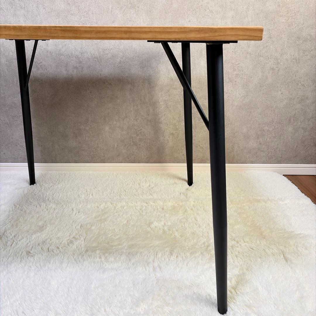 ヘリンボーン ダイニングテーブル 幅80cm 2人用 アイアン脚 木製 カフェ風