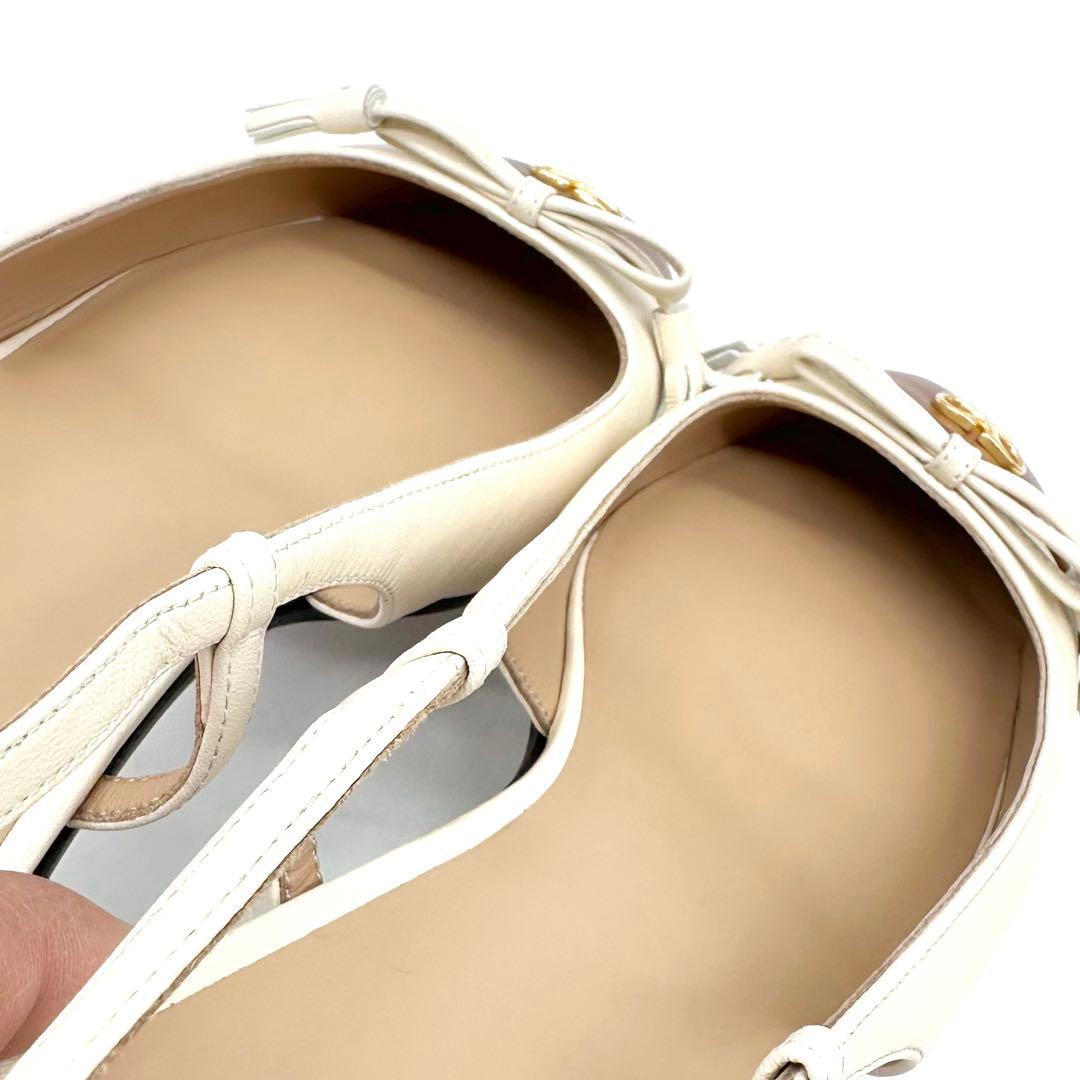 未使用✨ヴァレンティノガラヴァーニ スリングバック フラットシューズ 本革 38