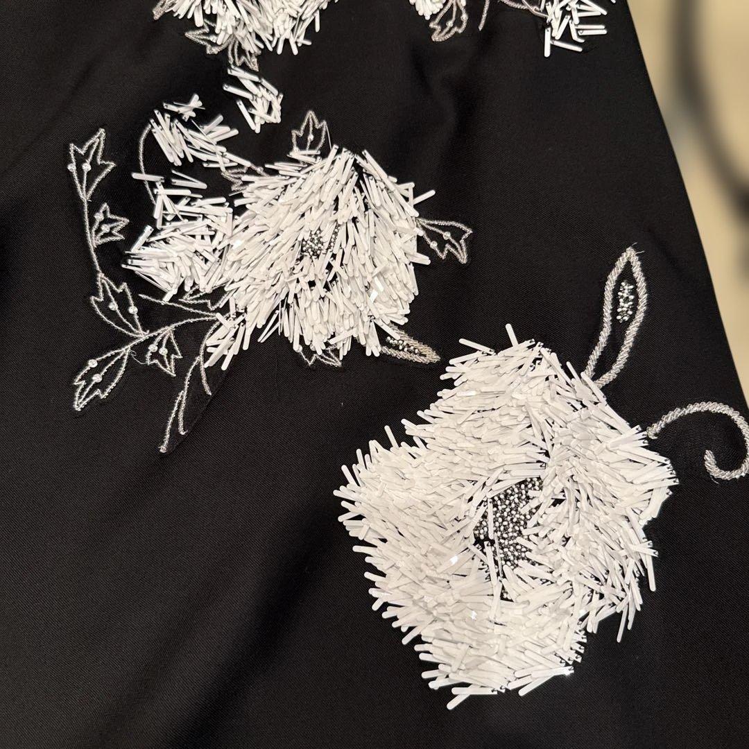 LANVINランバン フラワー刺繍 ビーズ ひざ丈ワンピース 個性的