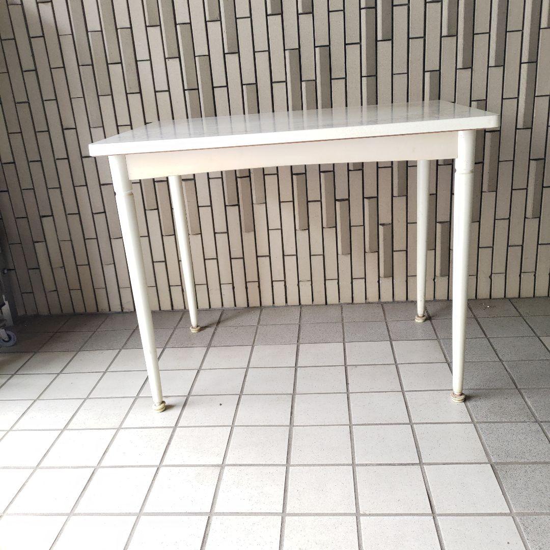 希少 70's ジャパンヴィンテージ モルパ 花柄天板 ホワイトテーブル