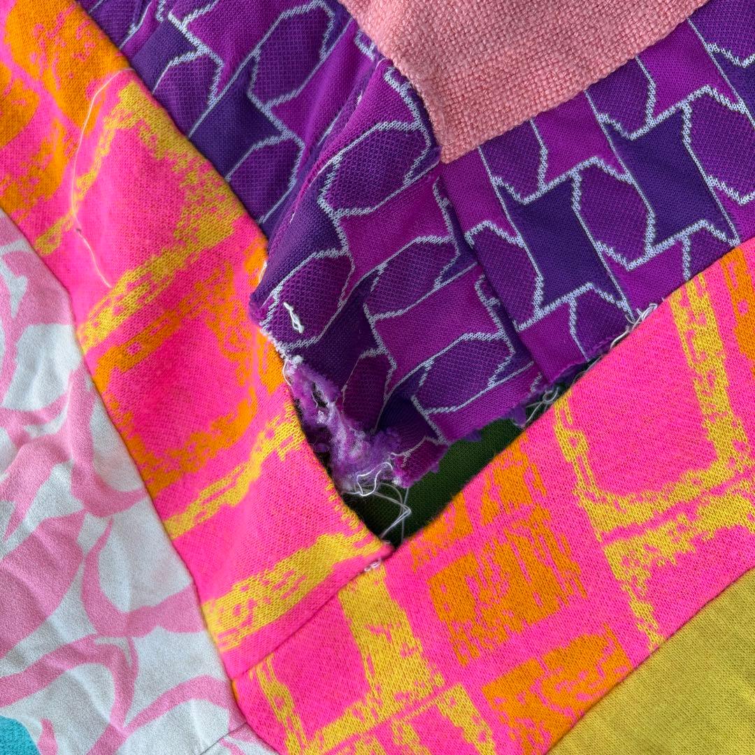 【USA vintage】サイケデリック パッチワーク キルト 布 生地