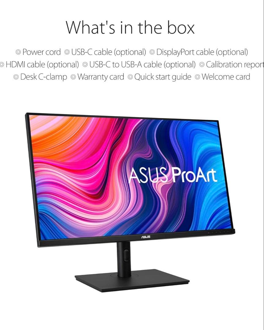 ASUS ProArt 32インチ 4K UHD モニター