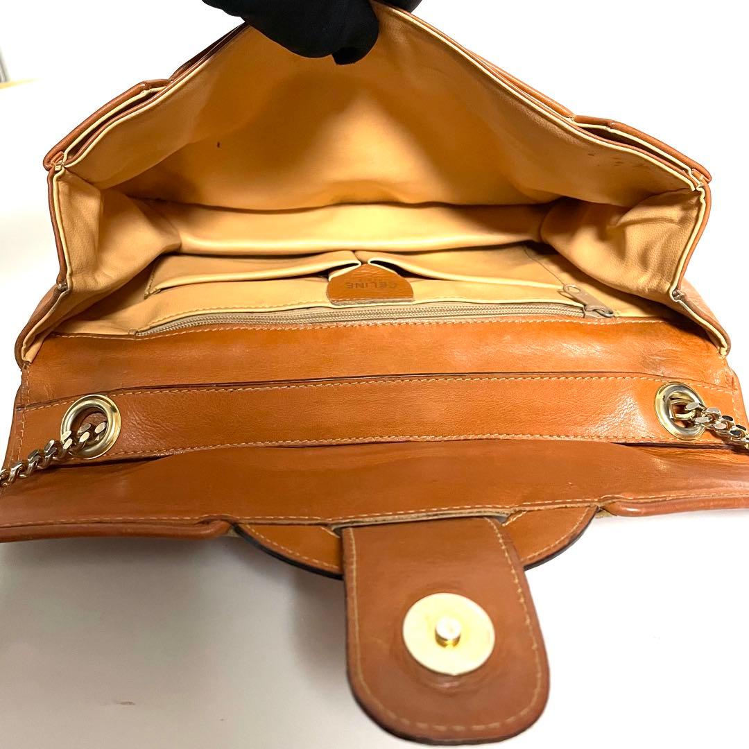 バッグ CELINE Vintage Chain Shoulder Bag Brown