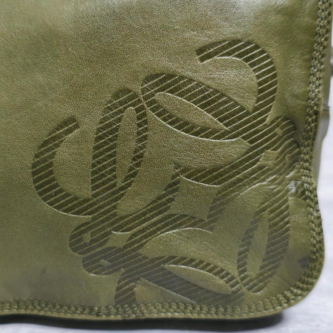 LOEWE ロエベ アナグラム ナッパレザー ショルダーポーチ カーキ