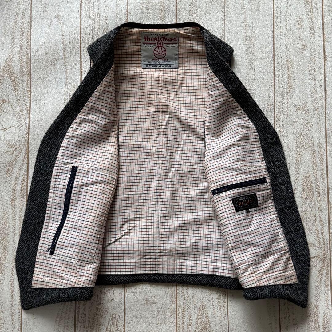 【ビームスプラス】ハリスツイード使用　ベスト　ヘリンボーンツイード