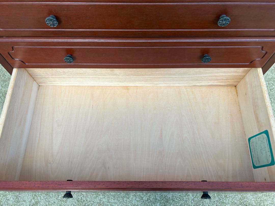 クラシック 猫脚チェスト 4段 木製 マホガニー調 引出し収納 アンティーク調