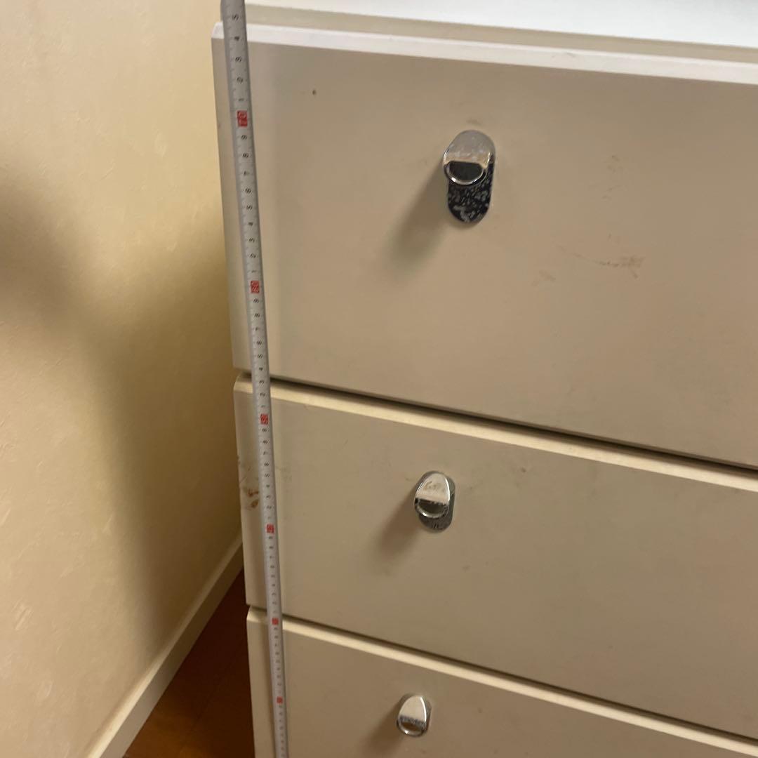 ホワイト木製チェスト 3段