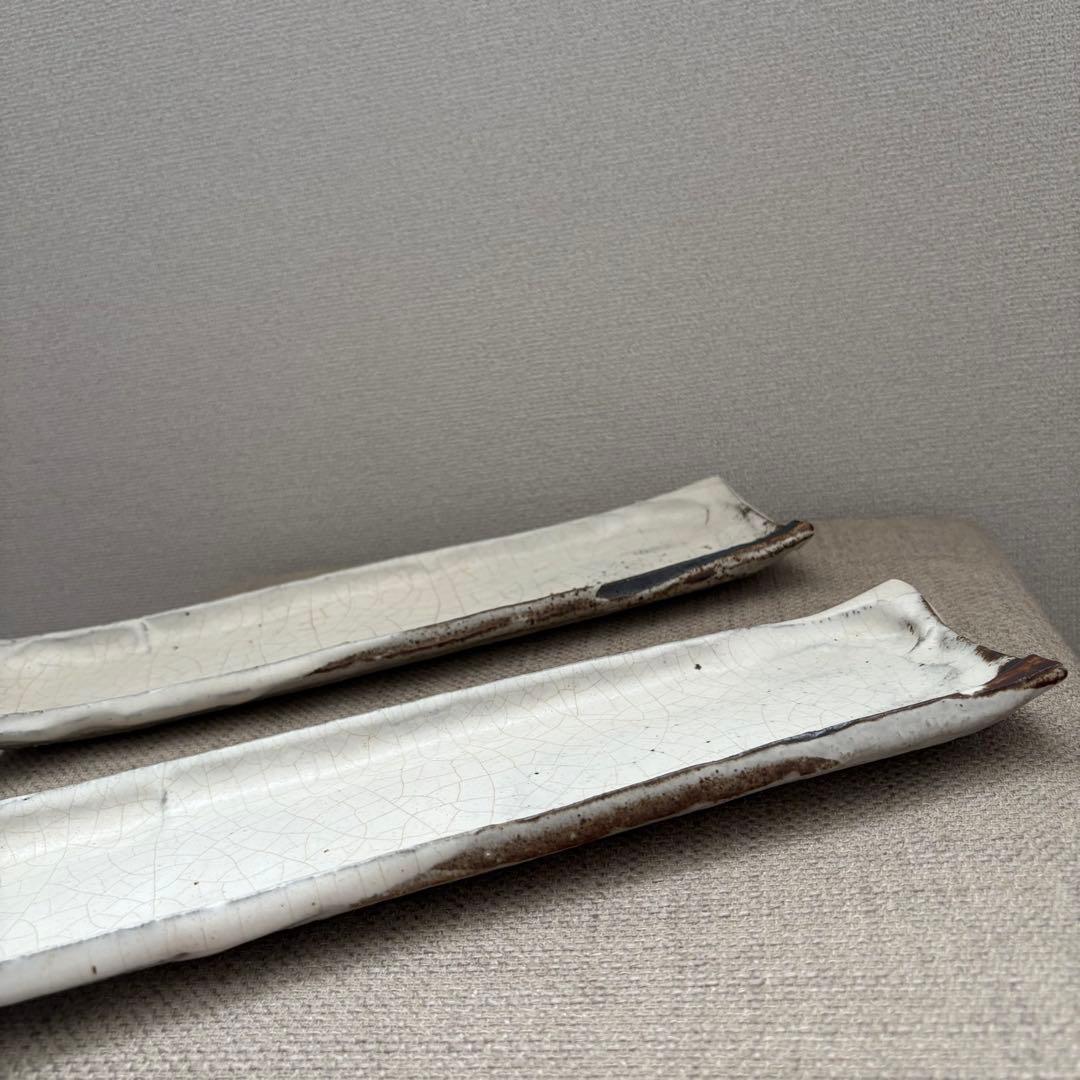 萩焼　長皿　永地博正作　2枚セット