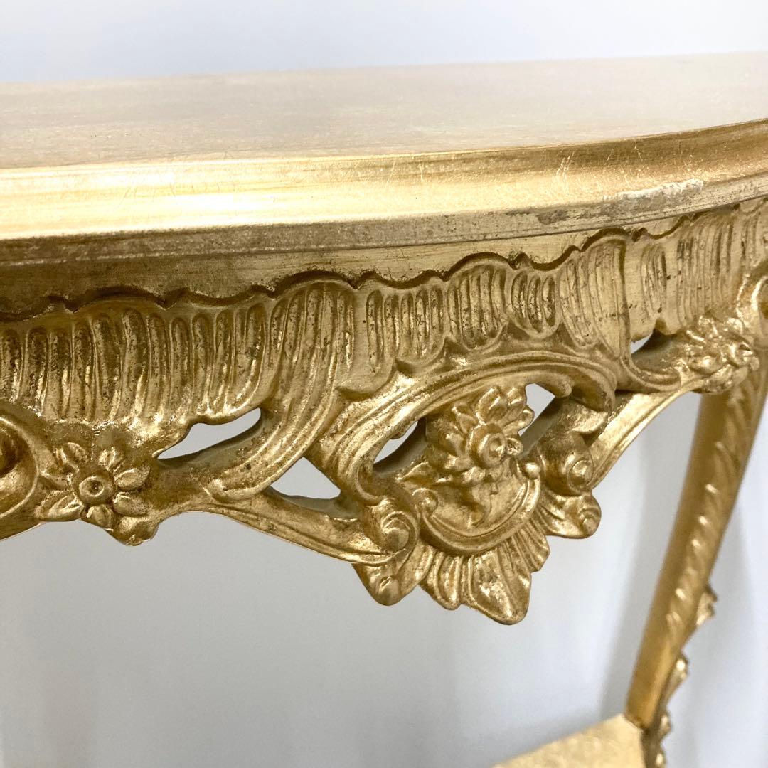 高級 コンソール 金 ゴールド 花台 ロココ 猫脚 イタリア家具