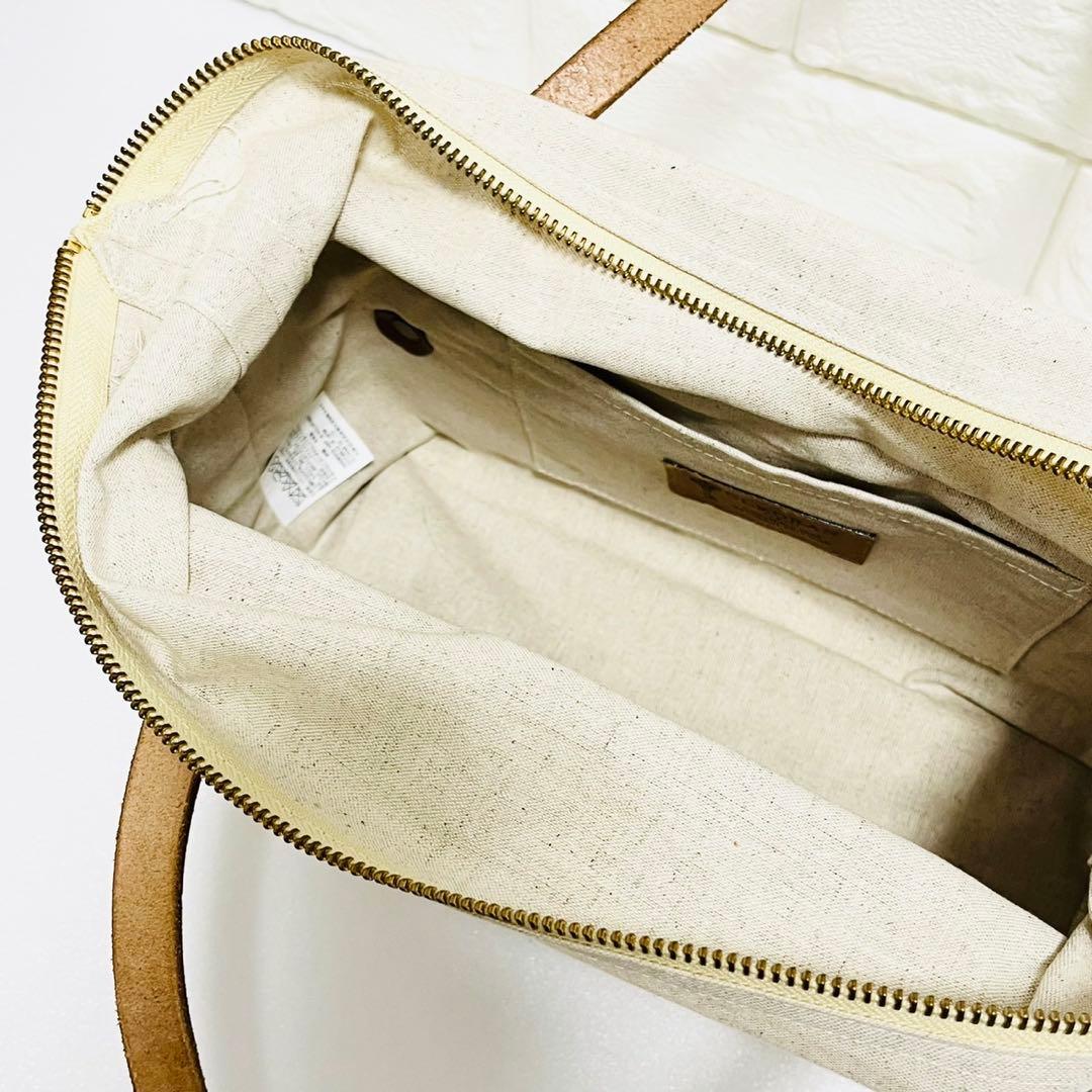 【完売品】クレドラン かごバッグ ボックス型 ファスナー 帆布 異素材ミックス